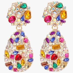 Rhinestone Statement Earrings Teardrop Costume Earrings